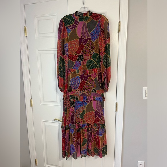 Farm Rio Hidden Animals Mock Neck Long Sleeve Tiered Dress - Picture 5 of 5